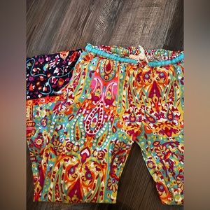 Anthropologie E Eloise Floral Wide Leg Pants XS Small Cotton Drawstring